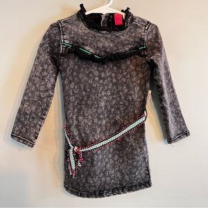 B Nosy Little Girl's Dress Size 3/4 Black Leopard Print w Belt Stretchy Comfy